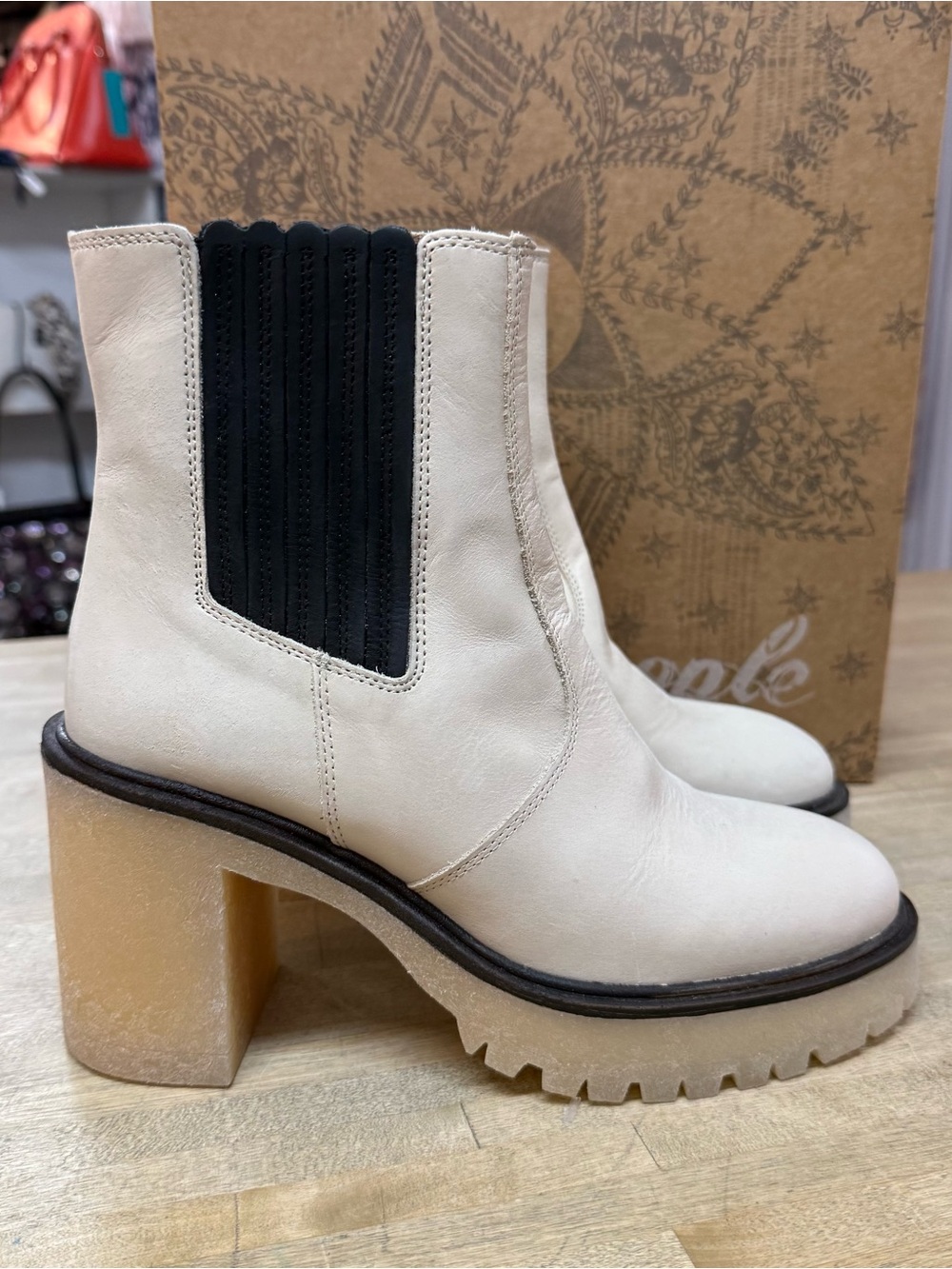 FREE PEOPLE White James Chelsea Boots NIB Sz 38 $188
